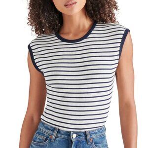 Aubree Stripe Sleeveless Snap-Closure Bodysuit Steve Madden XS Brand New!
